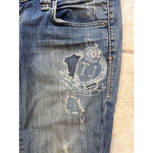 Taverniti SO Jeans Womens 27 Low Rise Distressed Embroidered Skinny Denim Pants - Picture 11 of 16